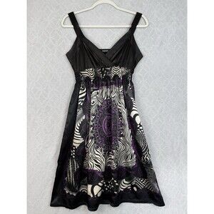 Y2K Kiah Babydoll Dress Satin Slip Dress S/M Purple Black Whimsigoth Fairy Boho